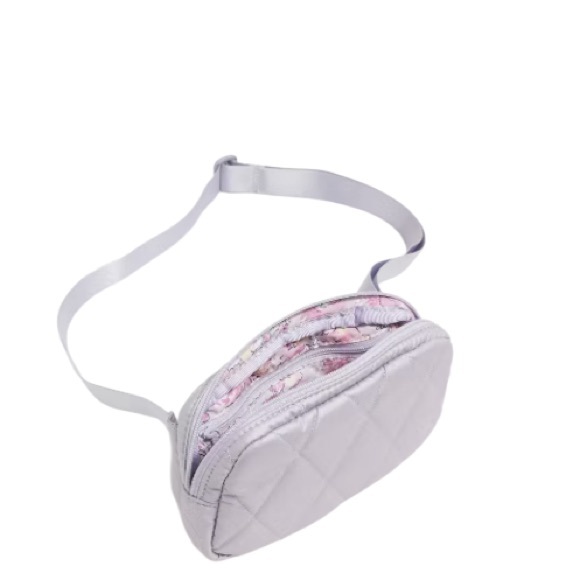 NWT Vera Bradley Satiny Quilted Essential Top Zip Mini Belt Bag Lavender Pearl - Picture 2 of 3